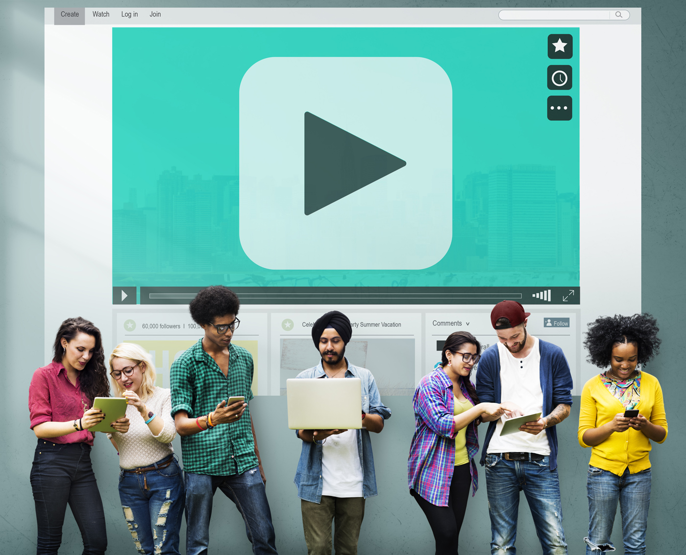 A group of young people with laptops and tablets