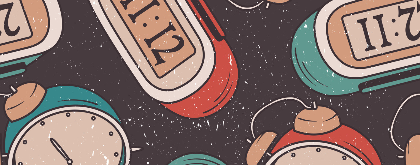 vintage clocks in a patter