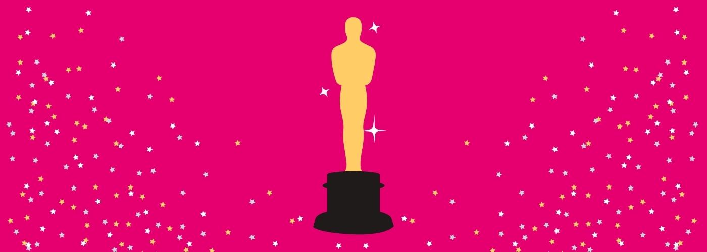Oscar award statue surrounded by stars