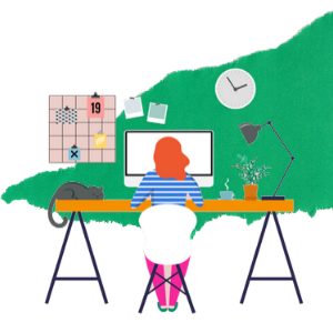 girl working on computer