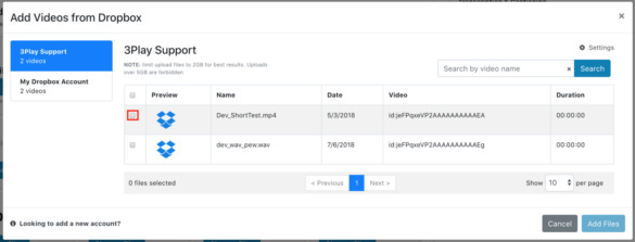 screenshot of ordering with Dropbox and 3Play Media