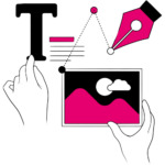 Compilation of hands with graphics and textual imagery