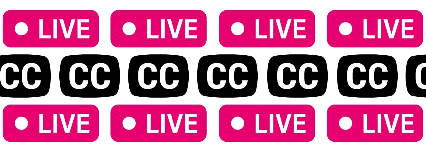 Alternating live video and closed captioning icons