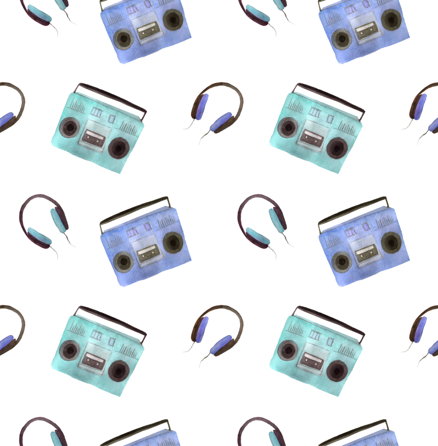 pattern with tape recorder and headphones