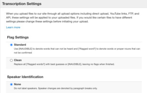 transcription settings
