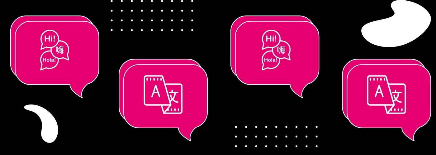 Speech bubbles with translation icons