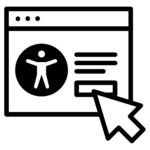 arrow clicking browser window with accessibility symbol