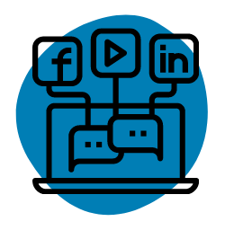 Social media icon on blue blob