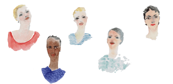 women in watercolor