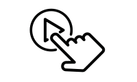 Icon of a hand pressing a play button